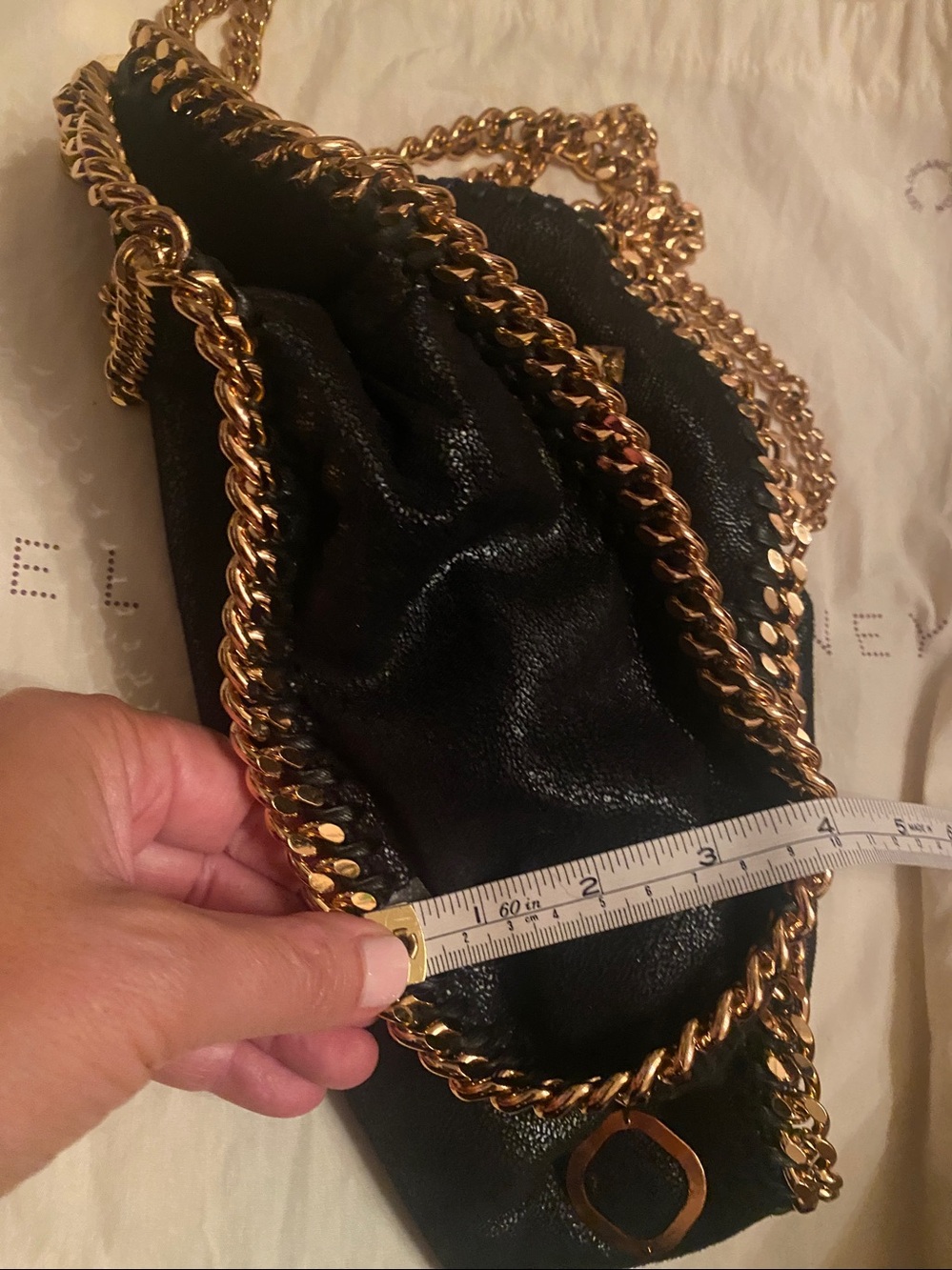 Stella McCartney Black Embellished Falabella Shoulder Bag with Gold Chain LE - Picture 11 of 11